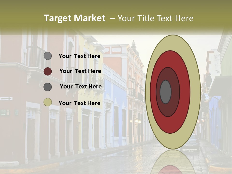 A Row Of Colorful Buildings On A City Street PowerPoint Template