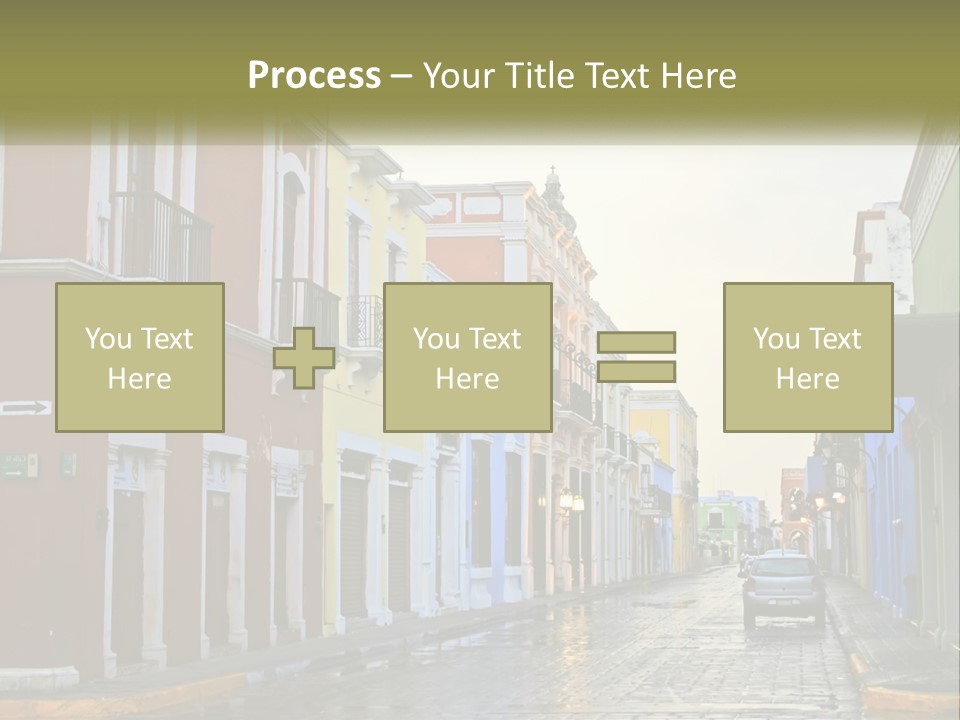 A Row Of Colorful Buildings On A City Street PowerPoint Template