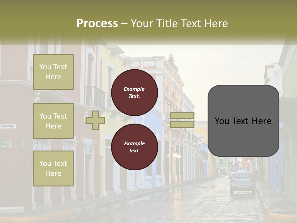 A Row Of Colorful Buildings On A City Street PowerPoint Template