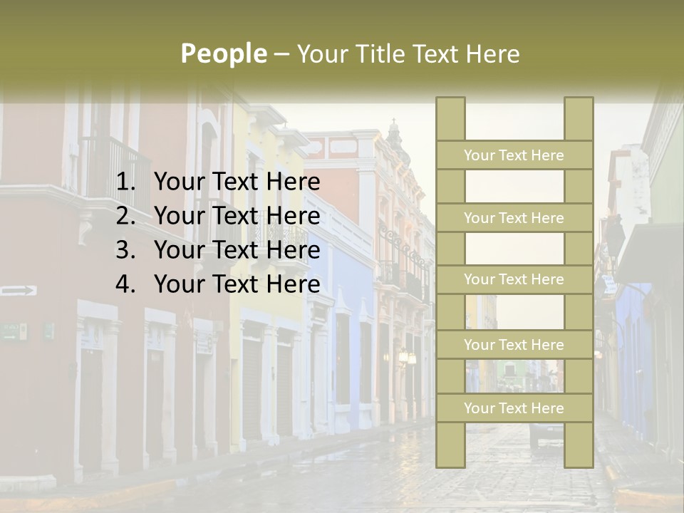 A Row Of Colorful Buildings On A City Street PowerPoint Template