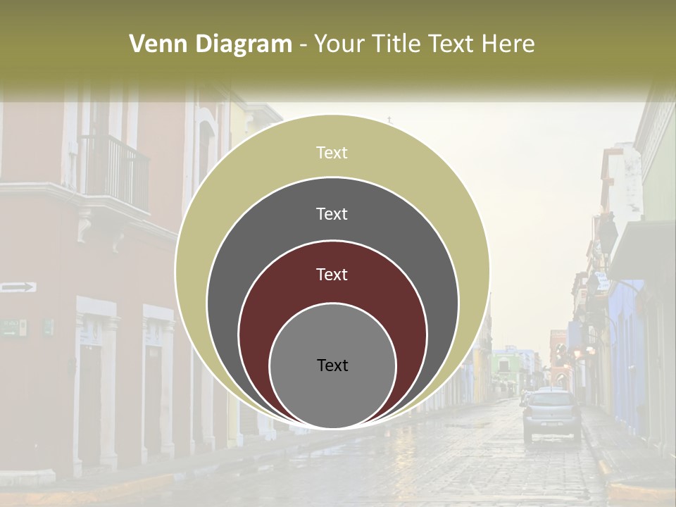 A Row Of Colorful Buildings On A City Street PowerPoint Template