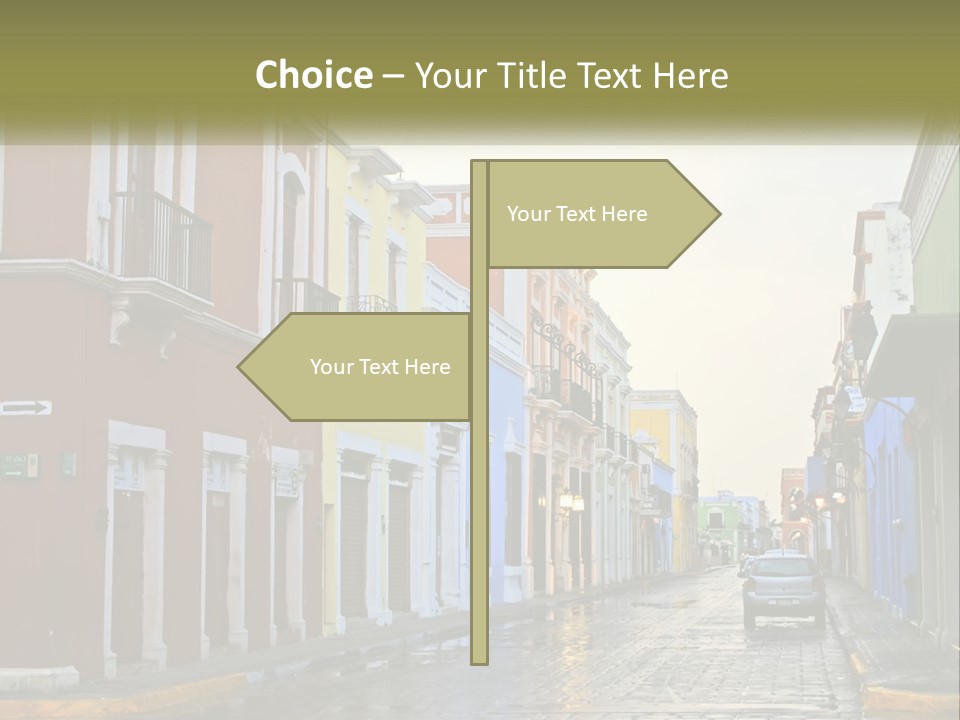 A Row Of Colorful Buildings On A City Street PowerPoint Template