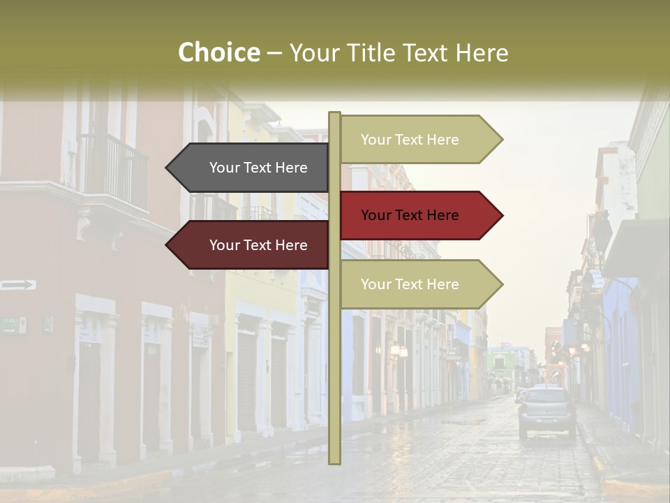A Row Of Colorful Buildings On A City Street PowerPoint Template