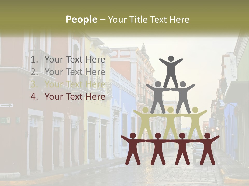 A Row Of Colorful Buildings On A City Street PowerPoint Template