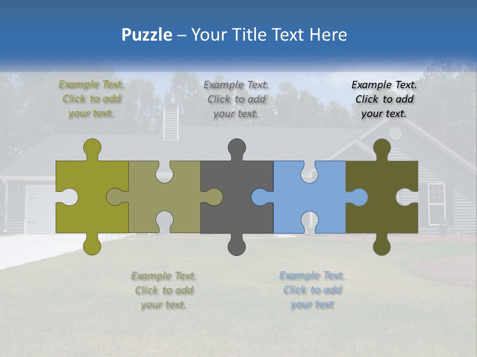 A House With A Blue Sign In Front Of It PowerPoint Template