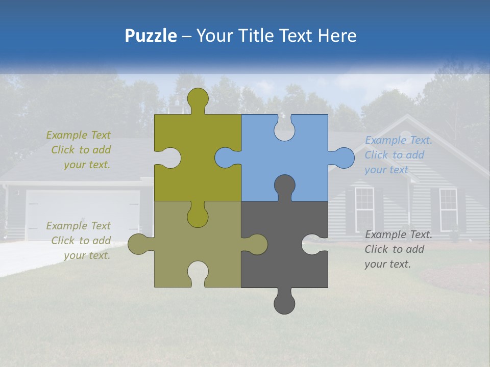 A House With A Blue Sign In Front Of It PowerPoint Template
