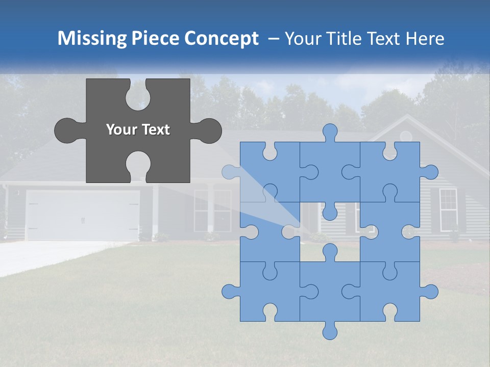 A House With A Blue Sign In Front Of It PowerPoint Template