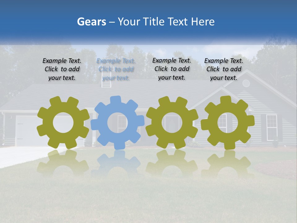 A House With A Blue Sign In Front Of It PowerPoint Template