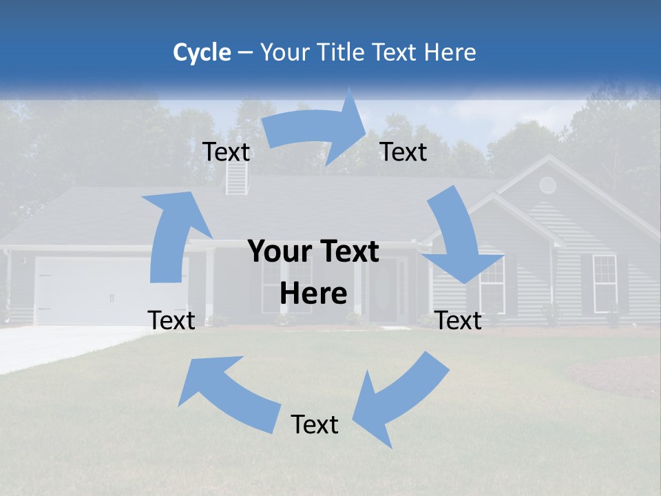 A House With A Blue Sign In Front Of It PowerPoint Template
