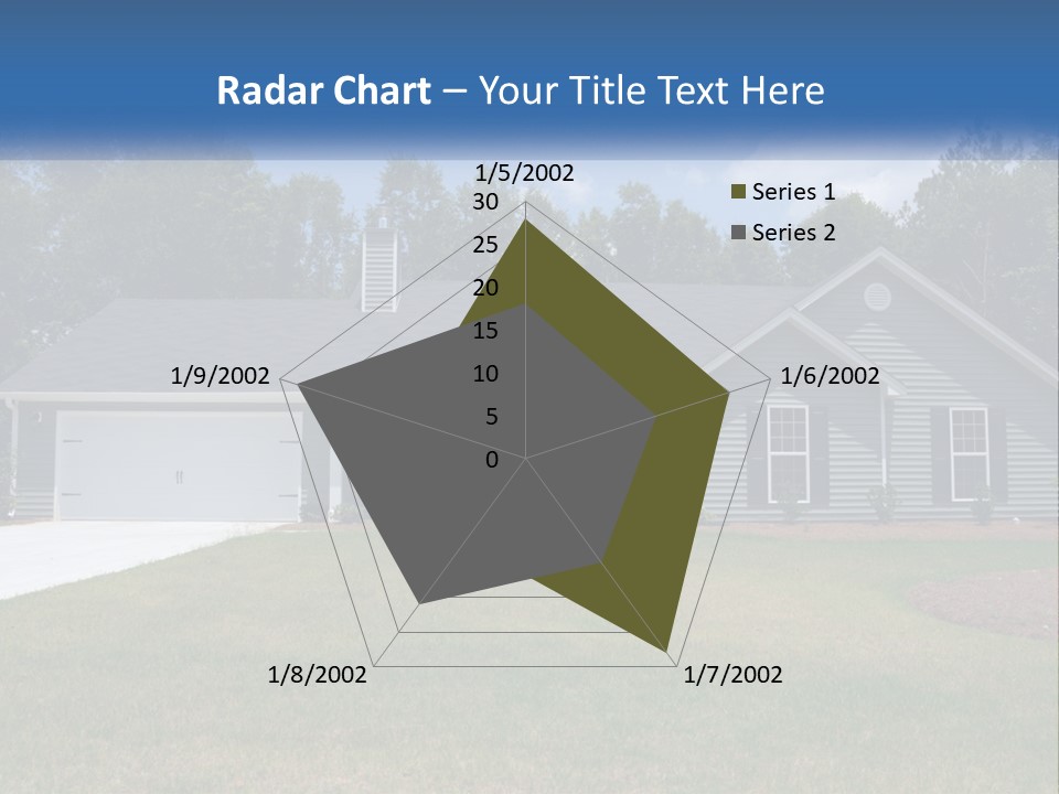 A House With A Blue Sign In Front Of It PowerPoint Template