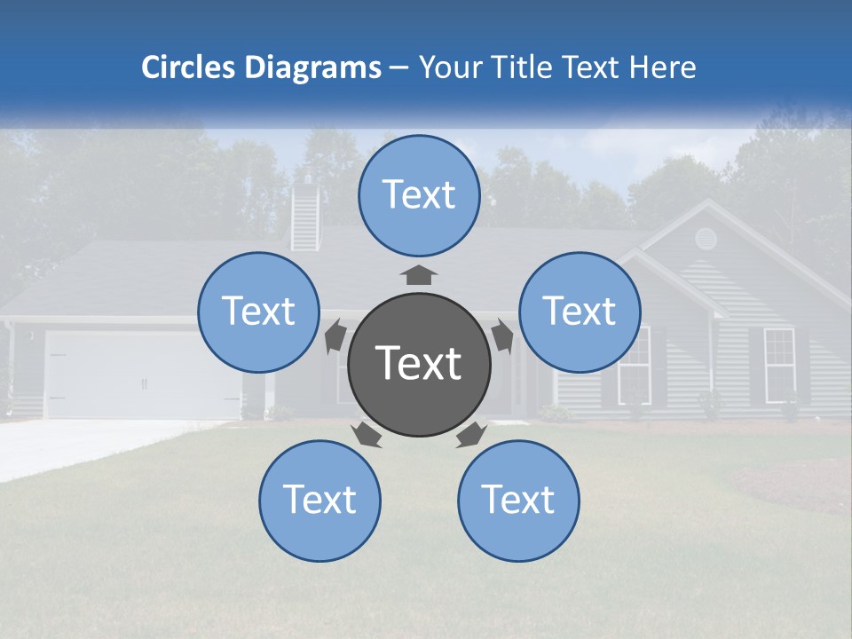 A House With A Blue Sign In Front Of It PowerPoint Template