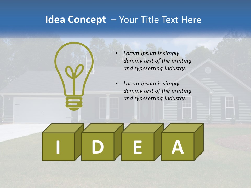 A House With A Blue Sign In Front Of It PowerPoint Template