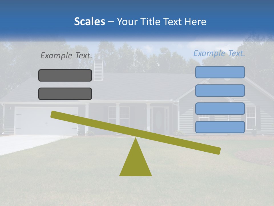 A House With A Blue Sign In Front Of It PowerPoint Template