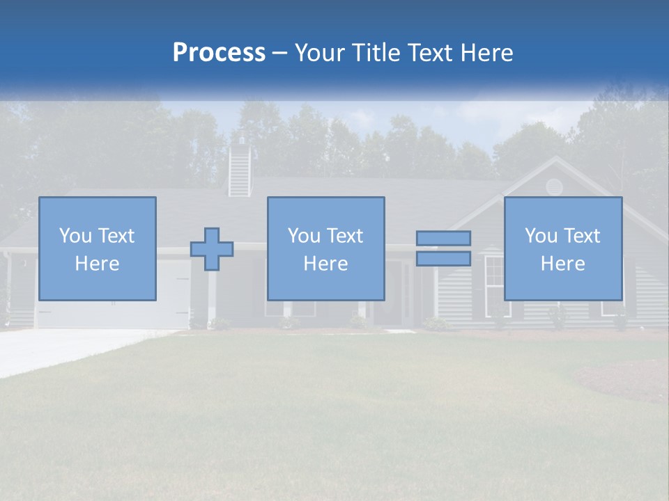 A House With A Blue Sign In Front Of It PowerPoint Template