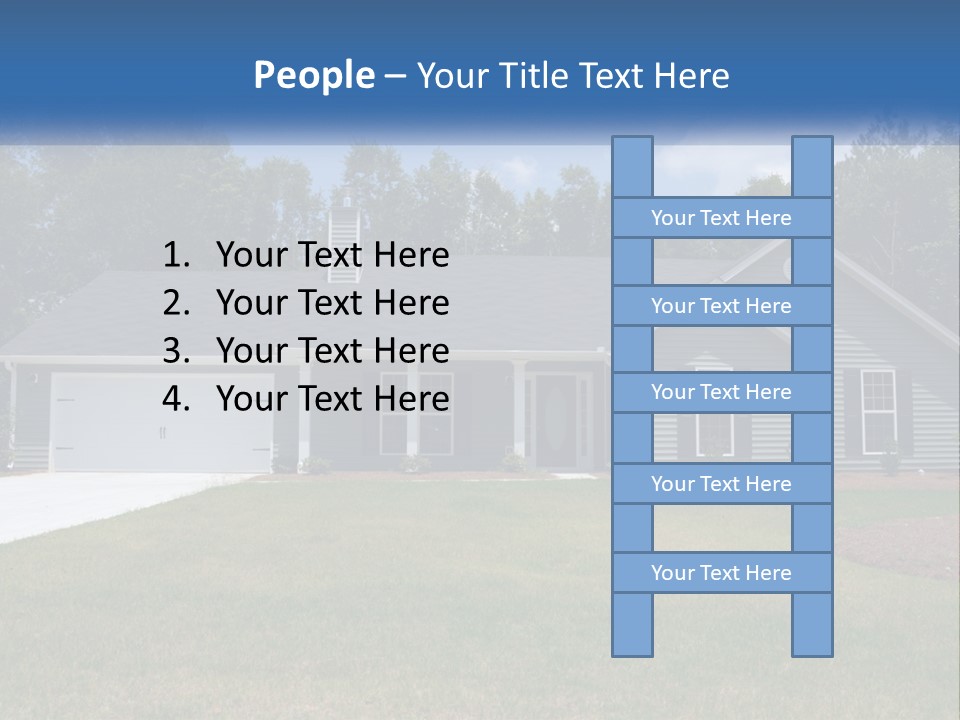 A House With A Blue Sign In Front Of It PowerPoint Template