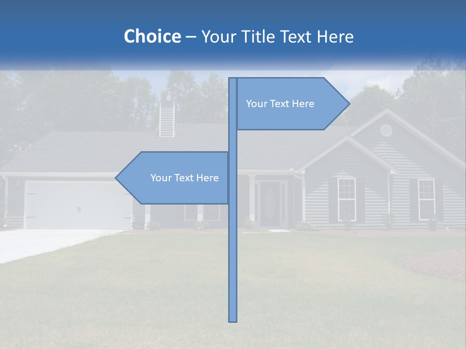 A House With A Blue Sign In Front Of It PowerPoint Template