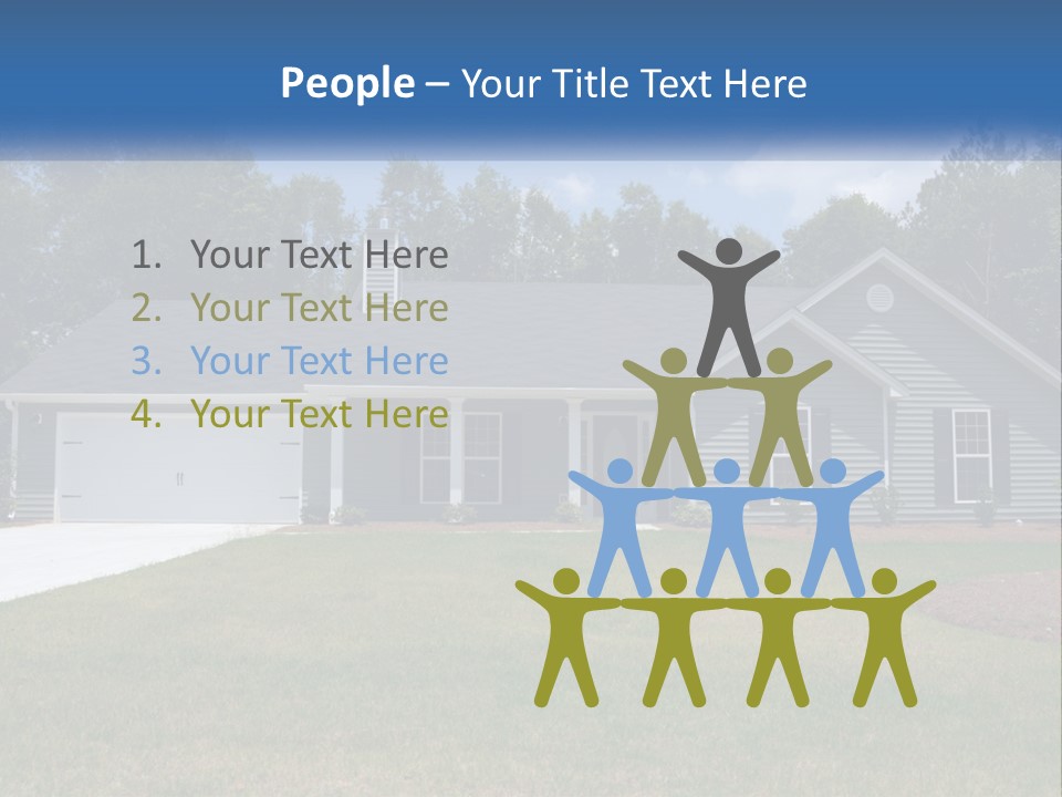 A House With A Blue Sign In Front Of It PowerPoint Template