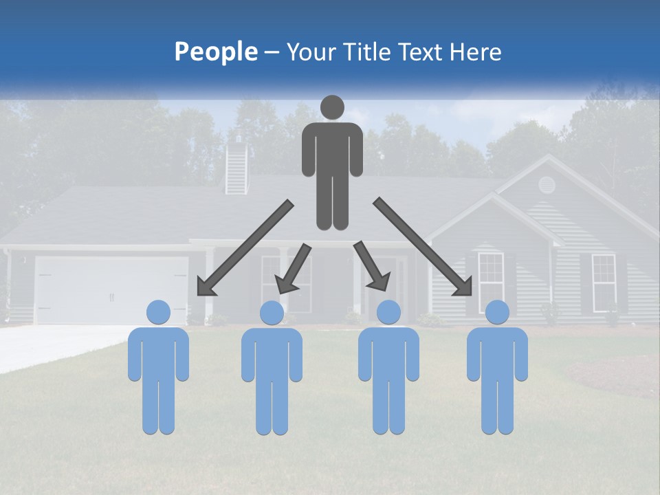 A House With A Blue Sign In Front Of It PowerPoint Template