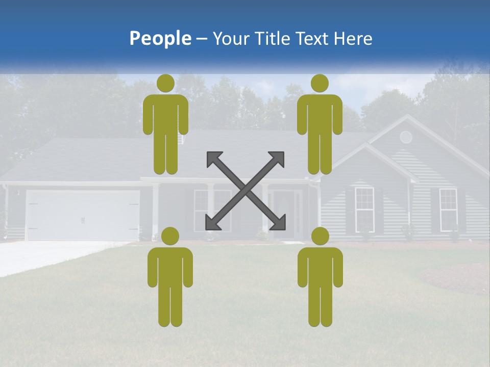 A House With A Blue Sign In Front Of It PowerPoint Template