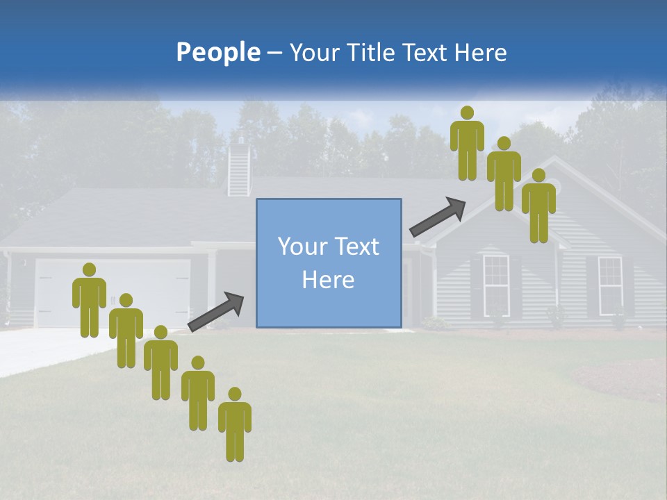 A House With A Blue Sign In Front Of It PowerPoint Template