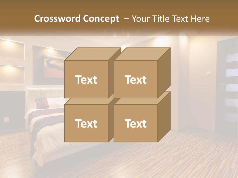 A Bedroom With A Bed And A Chandelier PowerPoint Template