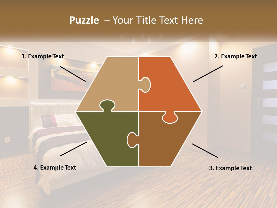 A Bedroom With A Bed And A Chandelier PowerPoint Template