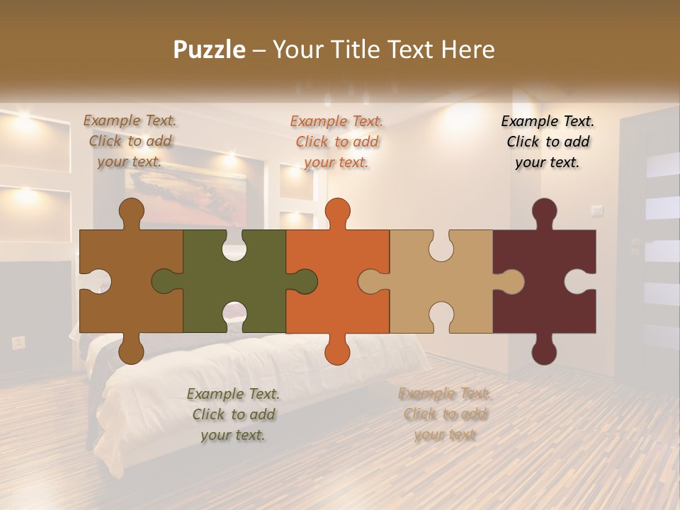 A Bedroom With A Bed And A Chandelier PowerPoint Template