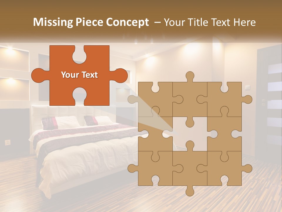 A Bedroom With A Bed And A Chandelier PowerPoint Template