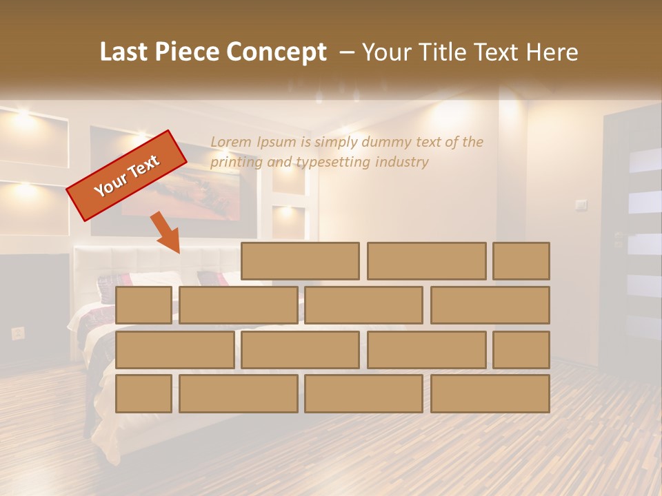 A Bedroom With A Bed And A Chandelier PowerPoint Template