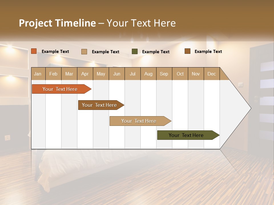 A Bedroom With A Bed And A Chandelier PowerPoint Template