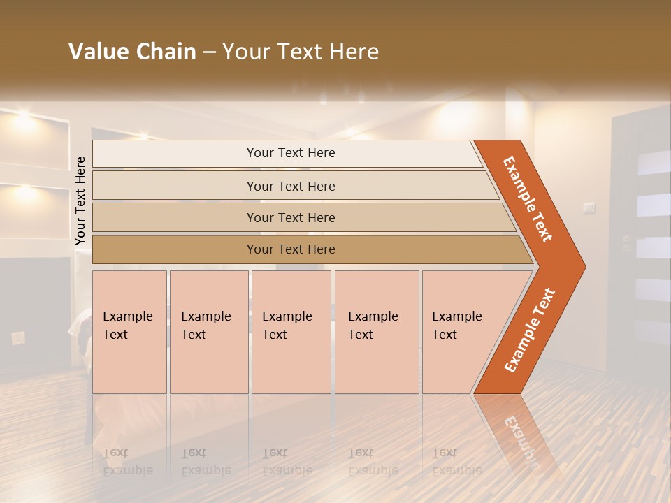 A Bedroom With A Bed And A Chandelier PowerPoint Template