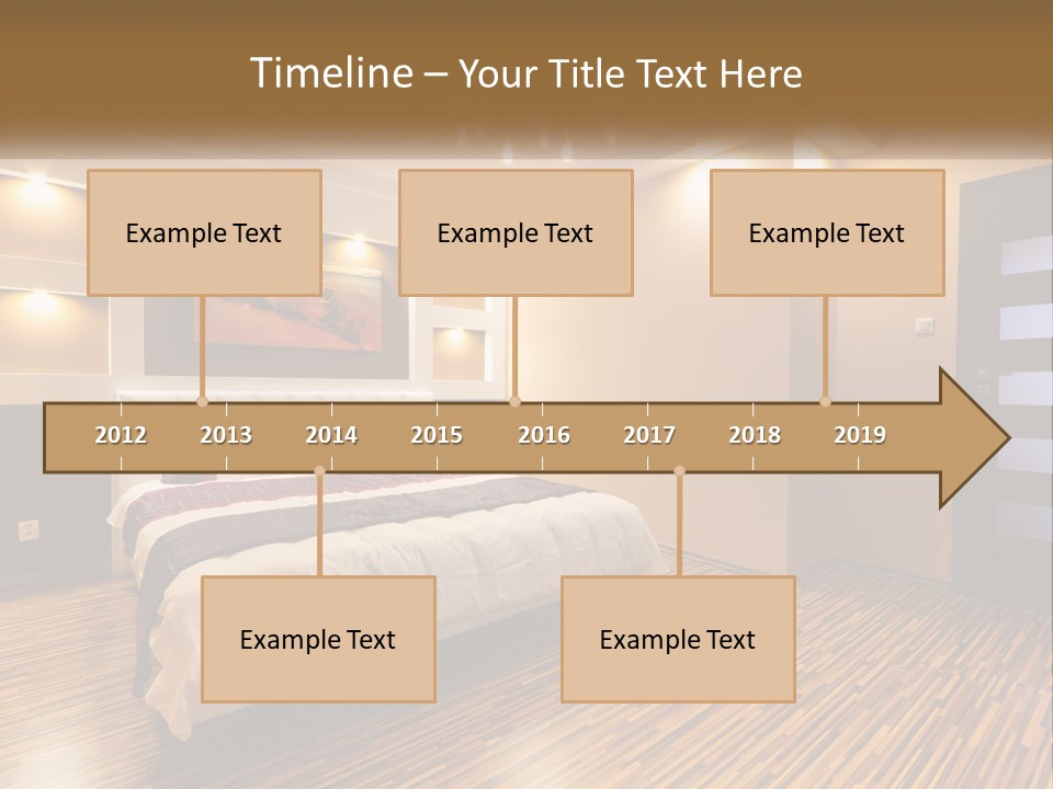 A Bedroom With A Bed And A Chandelier PowerPoint Template