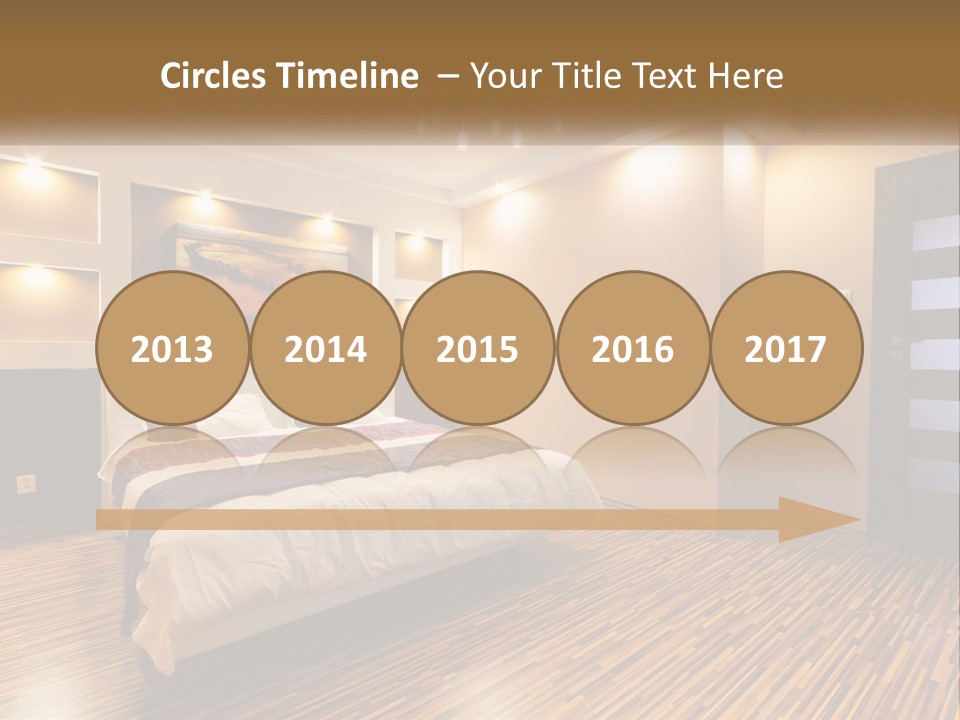 A Bedroom With A Bed And A Chandelier PowerPoint Template