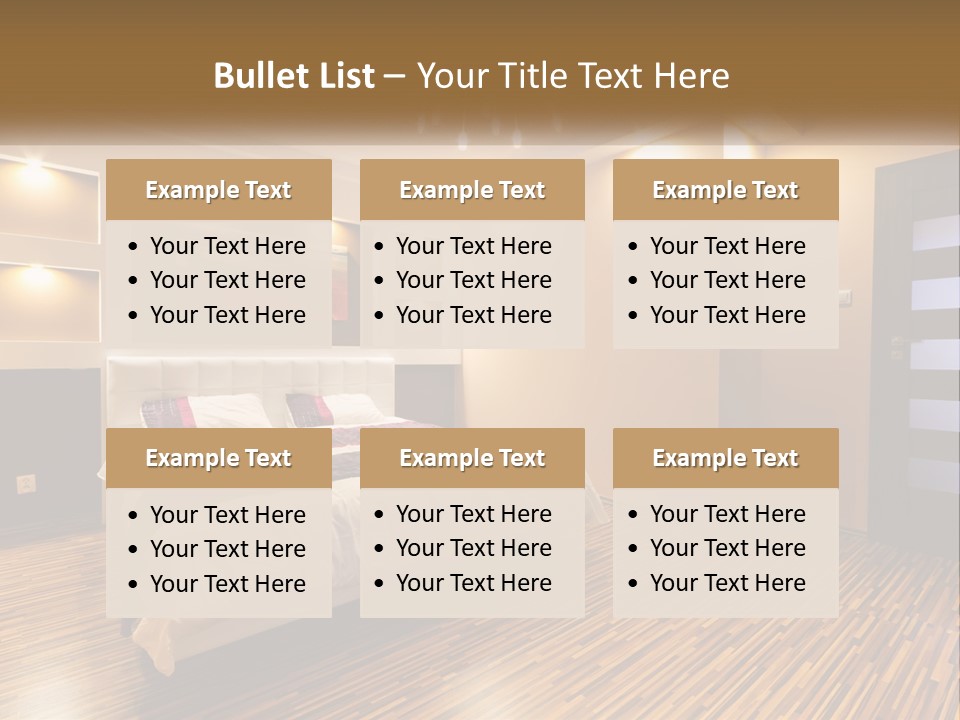 A Bedroom With A Bed And A Chandelier PowerPoint Template