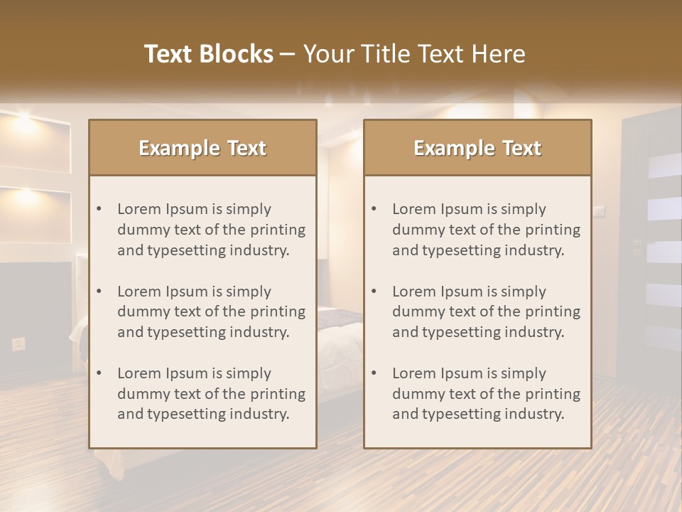A Bedroom With A Bed And A Chandelier PowerPoint Template