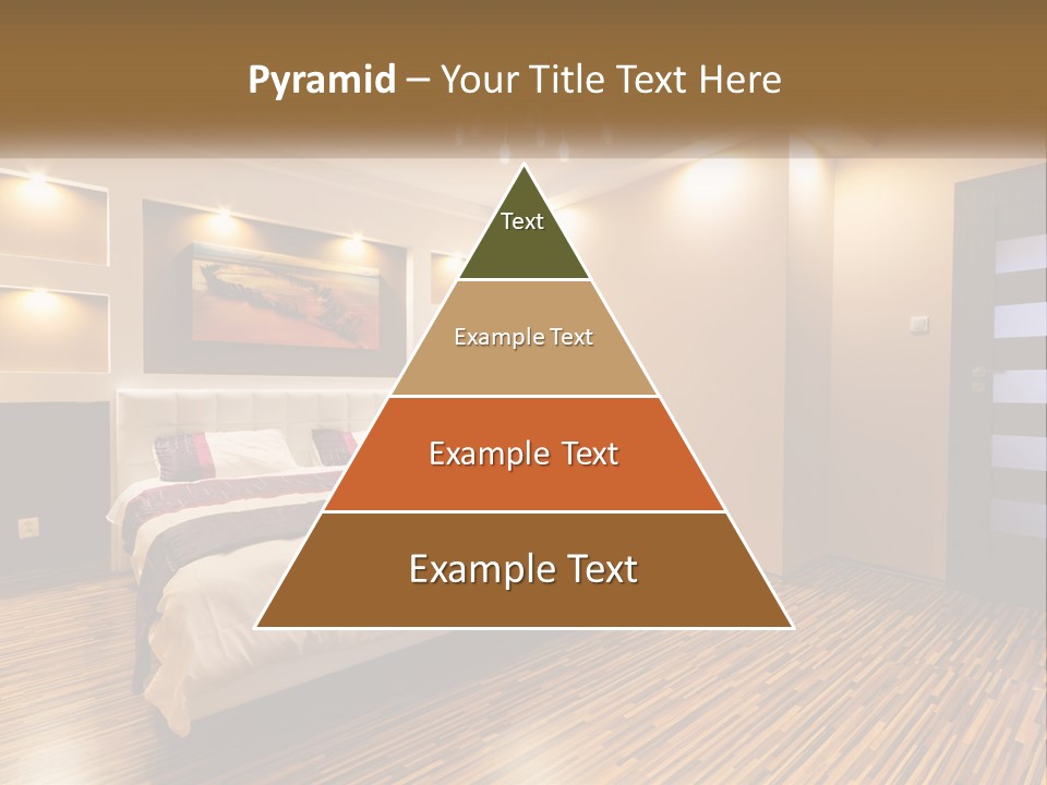 A Bedroom With A Bed And A Chandelier PowerPoint Template