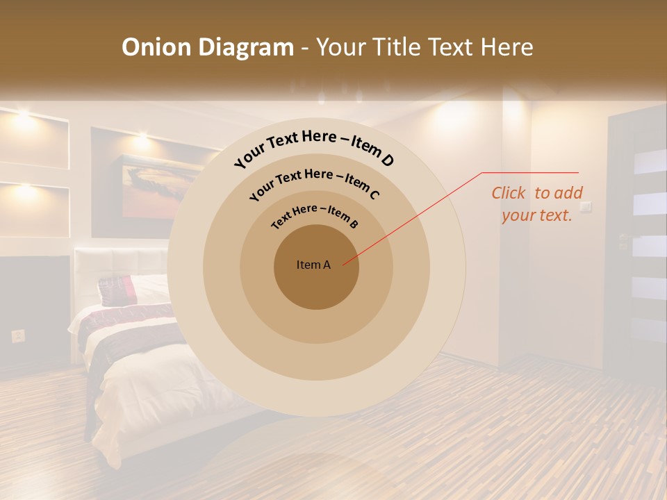 A Bedroom With A Bed And A Chandelier PowerPoint Template