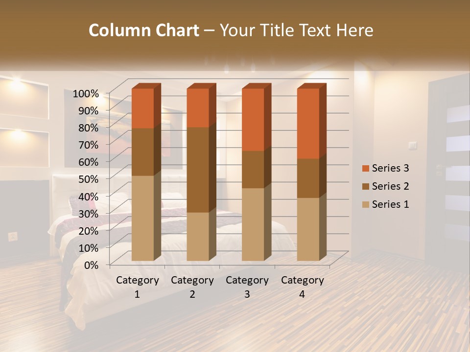 A Bedroom With A Bed And A Chandelier PowerPoint Template