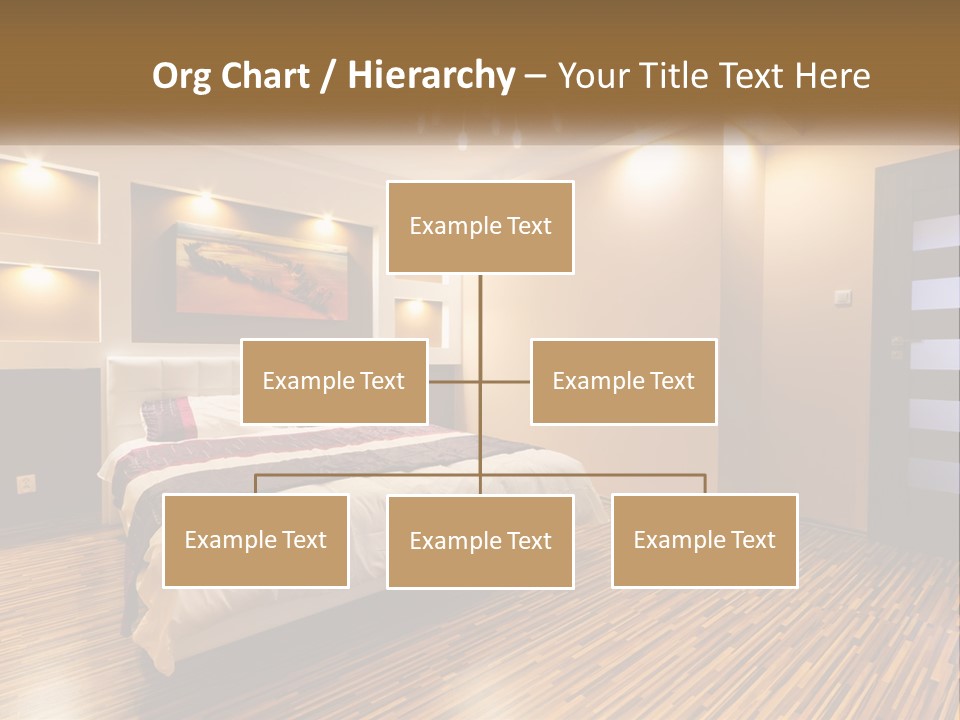 A Bedroom With A Bed And A Chandelier PowerPoint Template