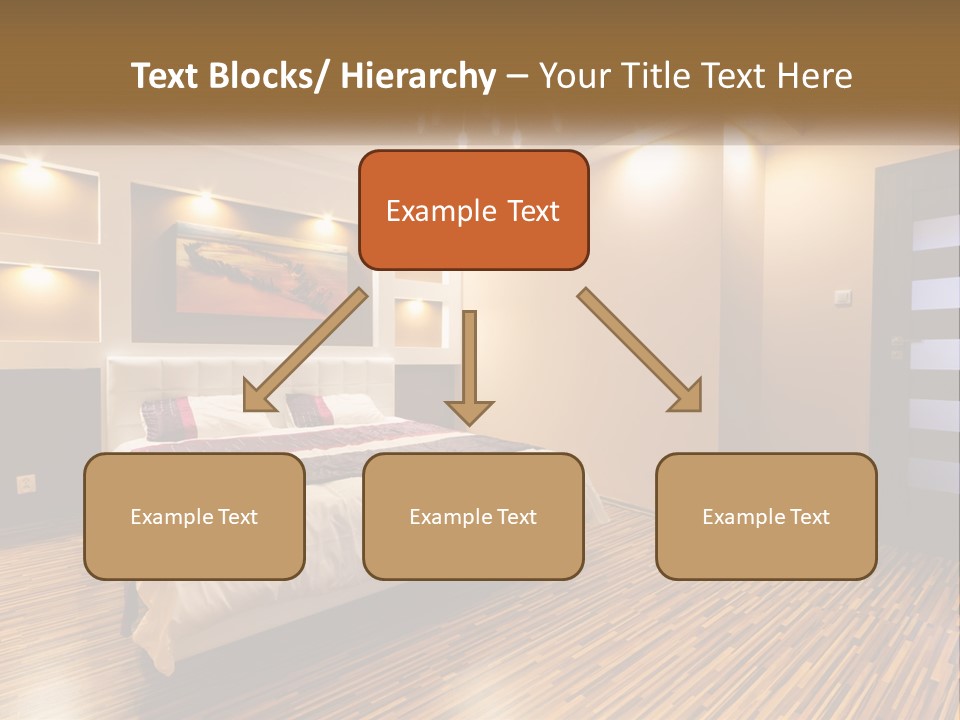 A Bedroom With A Bed And A Chandelier PowerPoint Template