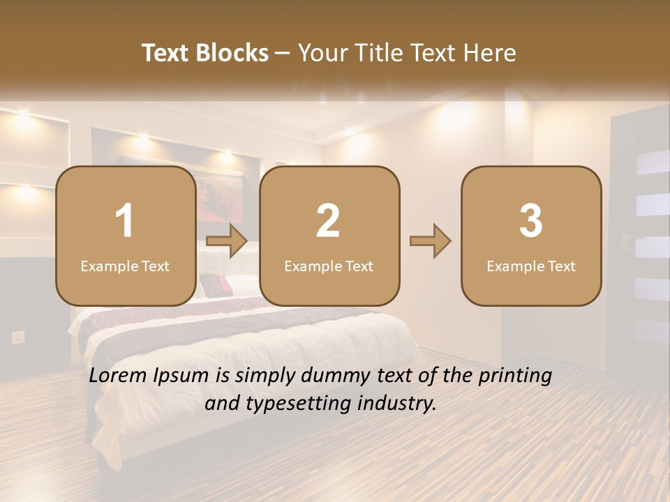 A Bedroom With A Bed And A Chandelier PowerPoint Template