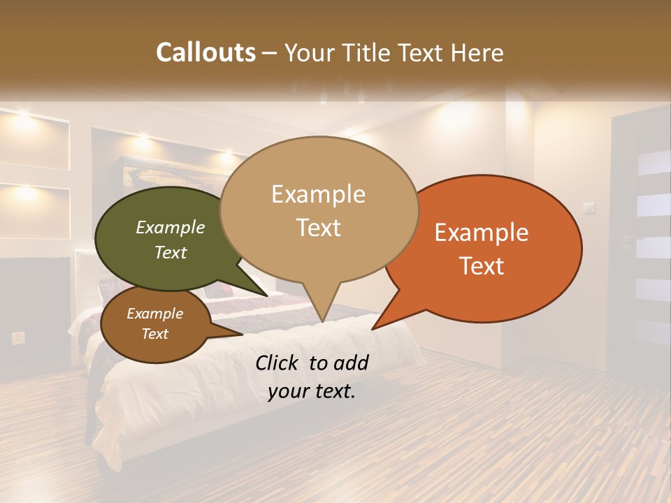 A Bedroom With A Bed And A Chandelier PowerPoint Template