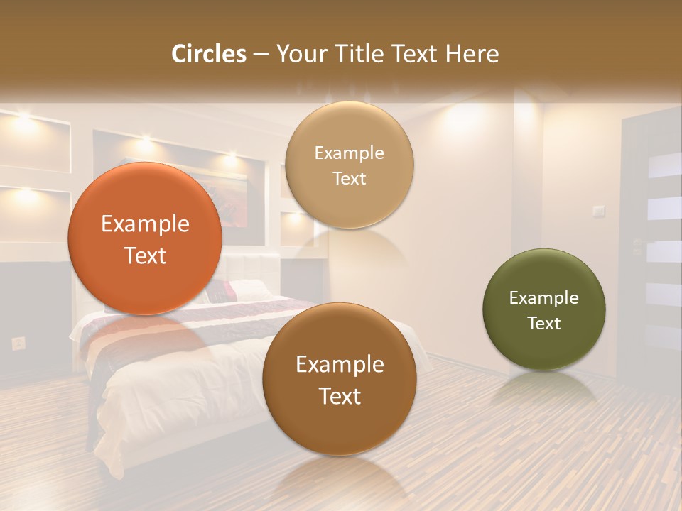 A Bedroom With A Bed And A Chandelier PowerPoint Template