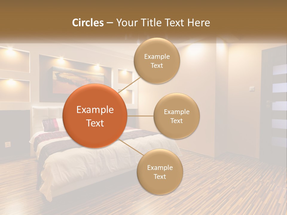 A Bedroom With A Bed And A Chandelier PowerPoint Template