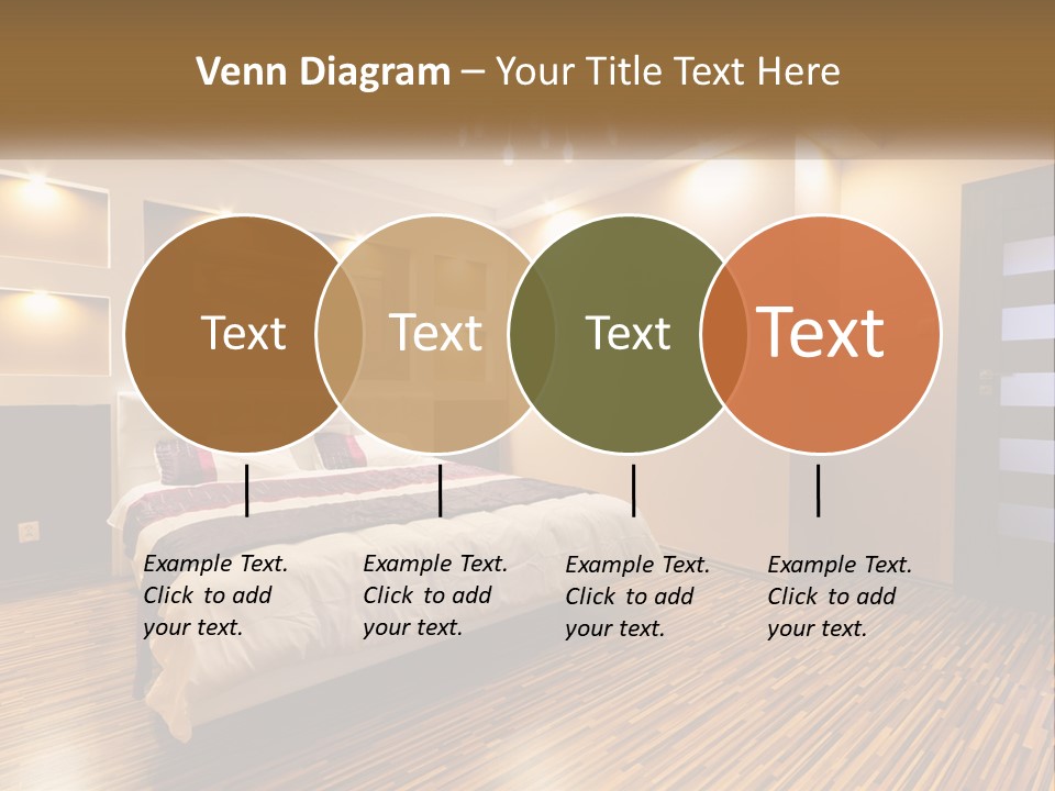 A Bedroom With A Bed And A Chandelier PowerPoint Template