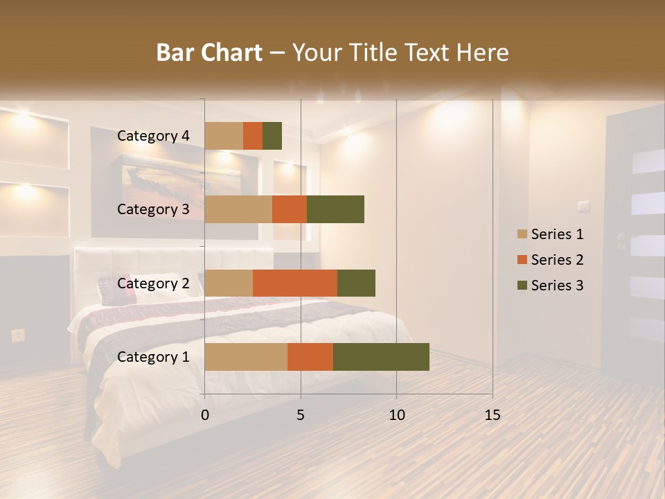 A Bedroom With A Bed And A Chandelier PowerPoint Template