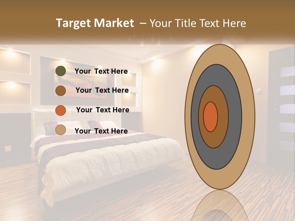 A Bedroom With A Bed And A Chandelier PowerPoint Template