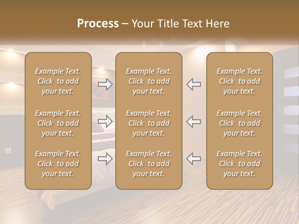 A Bedroom With A Bed And A Chandelier PowerPoint Template