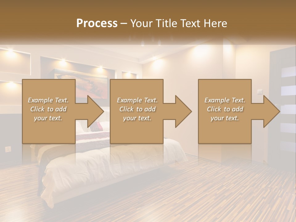 A Bedroom With A Bed And A Chandelier PowerPoint Template