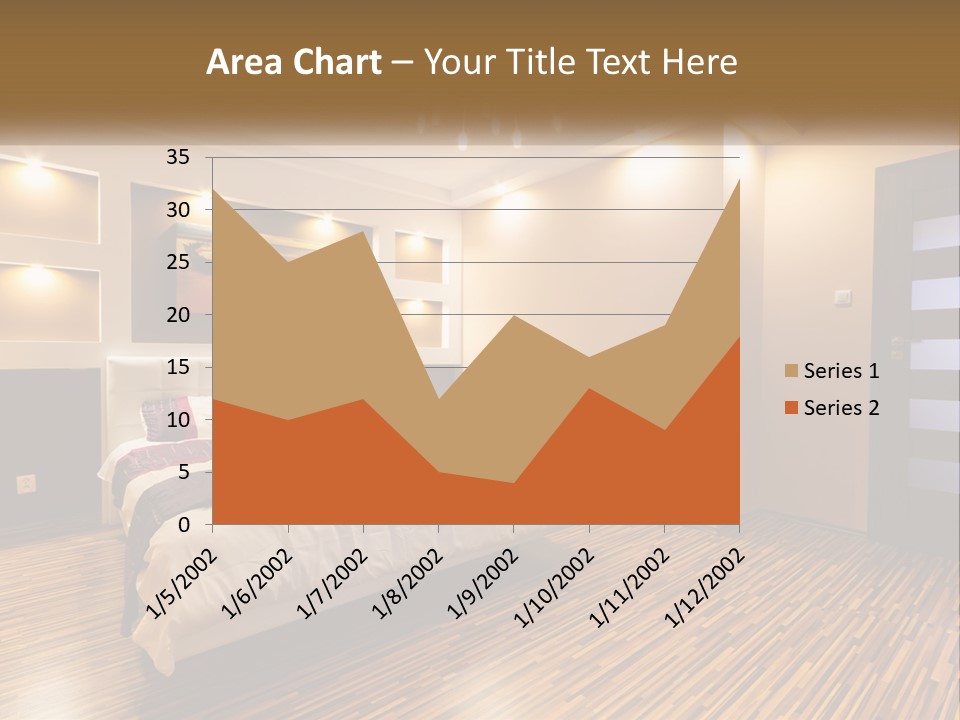 A Bedroom With A Bed And A Chandelier PowerPoint Template
